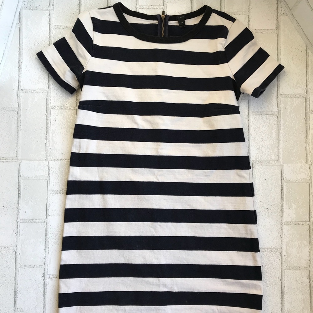 J.Crew Navy and White Stripe Shirt Dress